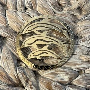 Vintage Wild Bryde Gold Tone Jumping Dolphins Brooch